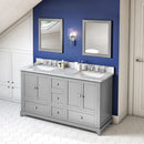 Jeffrey Alexander 60" Gray Addington Double Bowl with White Carrara Marble Vanity Top