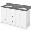 Jeffrey Alexander 60" White Addington Double Bowl with Boulder Cultured Marble Vanity Top