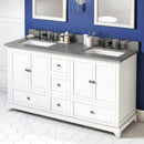 Jeffrey Alexander 60" White Addington Double Bowl with Steel Gray Cultured Marble Vanity Top