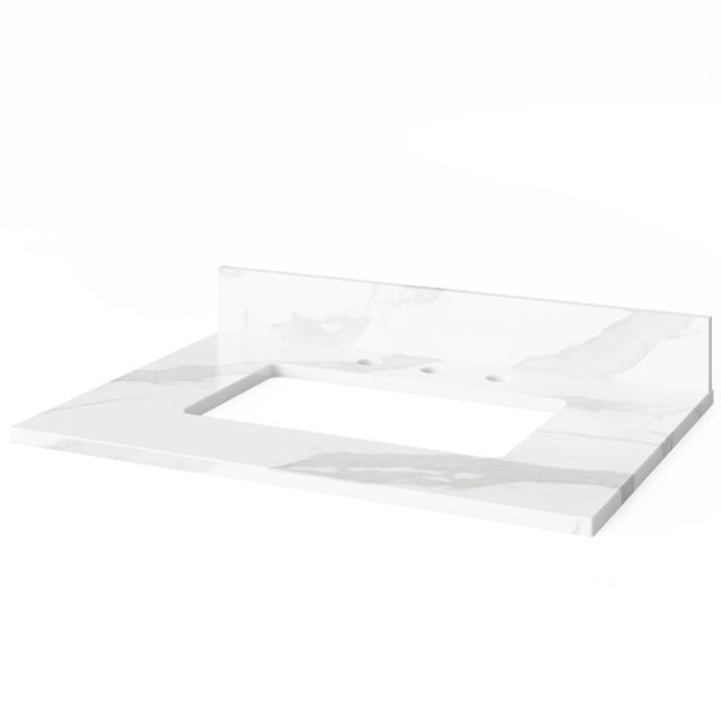 Jeffrey Alexander 30" White Adler with Calacatta Vienna Quartz Vanity Top Rectangle Bowl