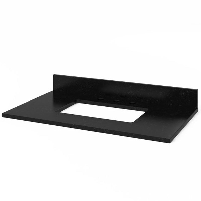 Jeffrey Alexander 36" Black Adler with Black Granite Vanity Top Rectangle Bowl