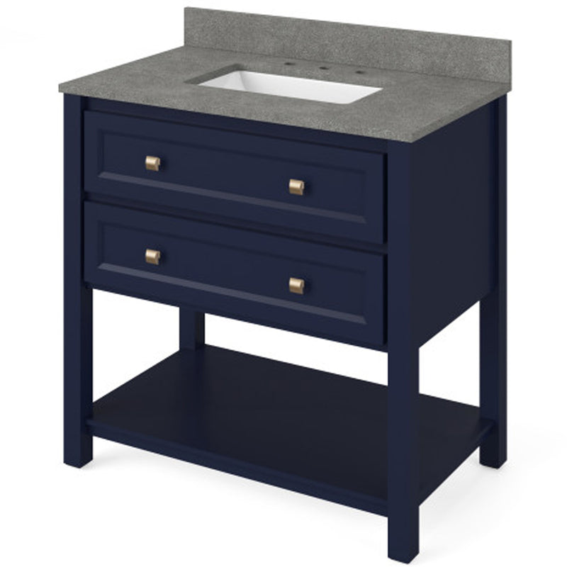 Jeffrey Alexander 36" Hale Blue Adler with Steel Gray Cultured Marble Vanity Top Rectangle