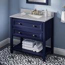 Jeffrey Alexander 36" Hale Blue Adler with White Carrara Marble Vanity Top Rectangle Bowl