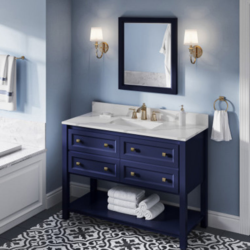 Jeffrey Alexander 48" Hale Blue Adler with Calacatta Vienna Quartz Vanity Top Rectangle Bowl