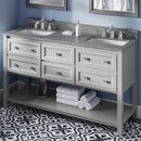 Jeffrey Alexander 60" Gray Adler Double Bowl with Boulder Cultured Marble Vanity Top