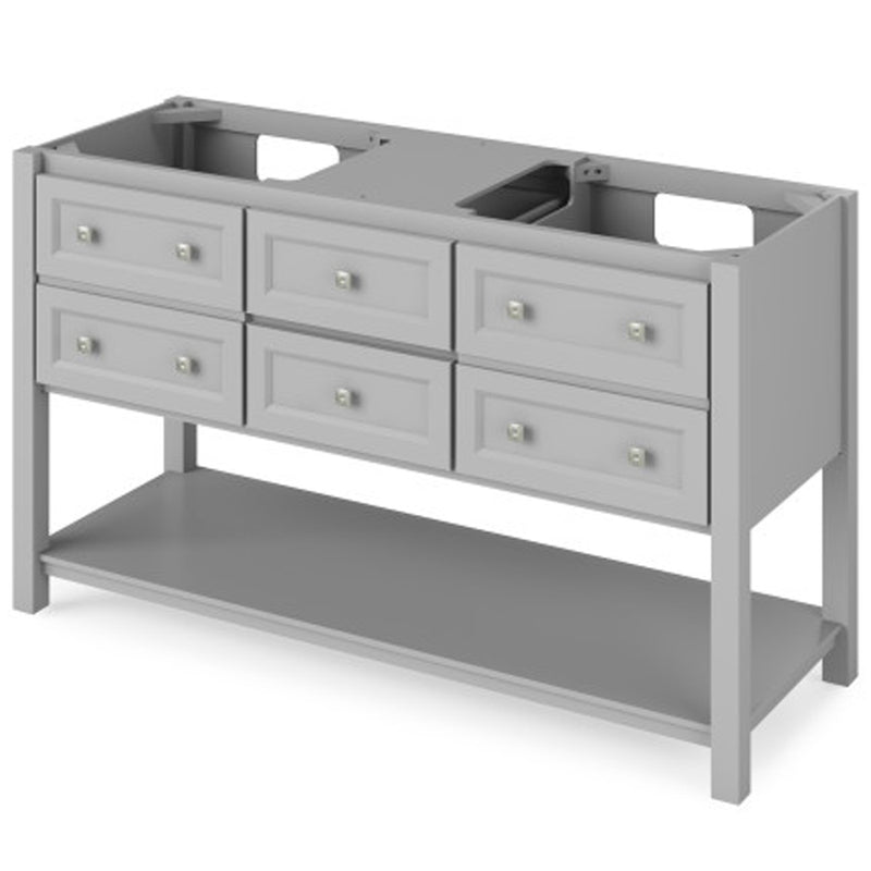 Jeffrey Alexander 60" Gray Adler Double Bowl with Steel Gray Cultured Marble Vanity Top 