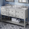 Jeffrey Alexander 60" Gray Adler Double Bowl with White Carrara Marble Vanity Top