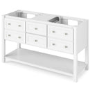 Jeffrey Alexander 60" White Adler Double Bowl with White Carrara Marble Vanity Top