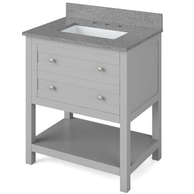 Jeffrey Alexander 30" Gray Astoria with Steel Gray Cultured Marble Vanity Top Rectangle Bowl