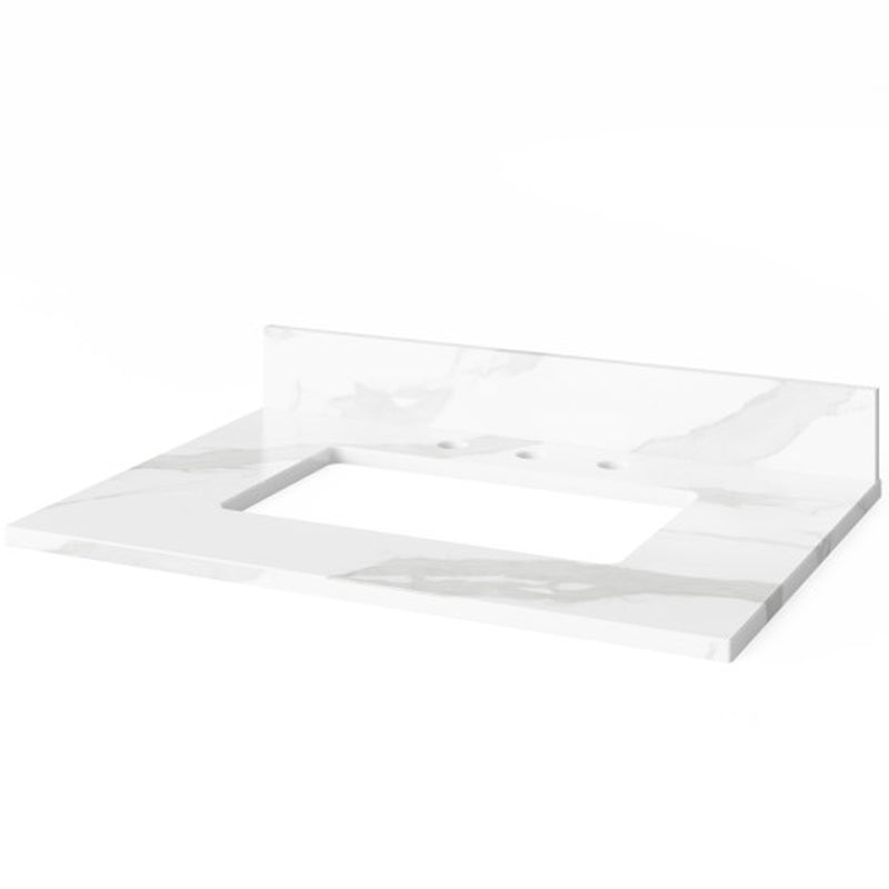 Jeffrey Alexander 30" White Astoria Calacatta with Vienna Quartz Vanity Top Rectangle Bowl