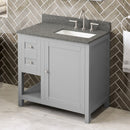 Jeffrey Alexander 36" Gray Astoria Right Offset with Boulder Cultured Marble Vanity Top Rectangle Bowl