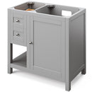 Jeffrey Alexander 36" Gray Astoria Right Offset with Calacatta Vienna Quartz Vanity Top Rectangle Bowl