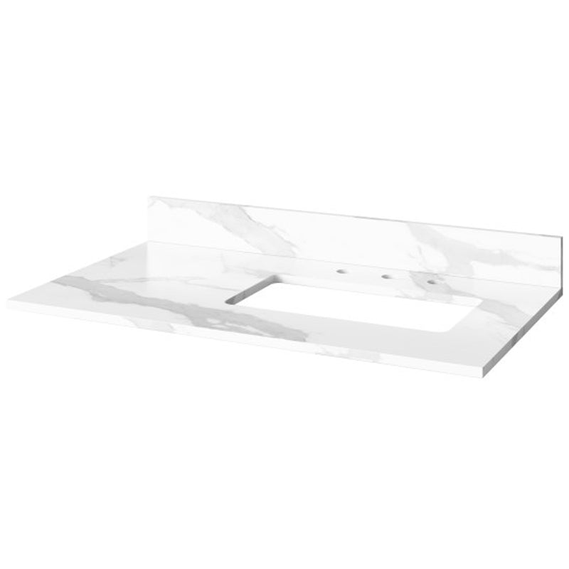 Jeffrey Alexander 36" Gray Astoria Right Offset with Calacatta Vienna Quartz Vanity Top Rectangle Bowl