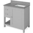 Jeffrey Alexander 36" Gray Astoria Right Offset with Steel Gray Cultured Marble Vanity Top