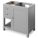 Jeffrey Alexander 36" Gray Astoria Right Offset with White Carrara Marble Vanity Top Rectangle Bowl