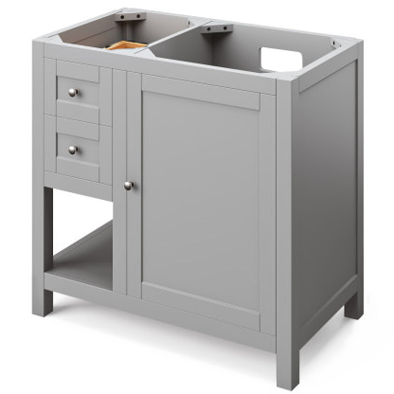 Jeffrey Alexander 36" Gray Astoria Right Offset with White Carrara Marble Vanity Top Rectangle Bowl