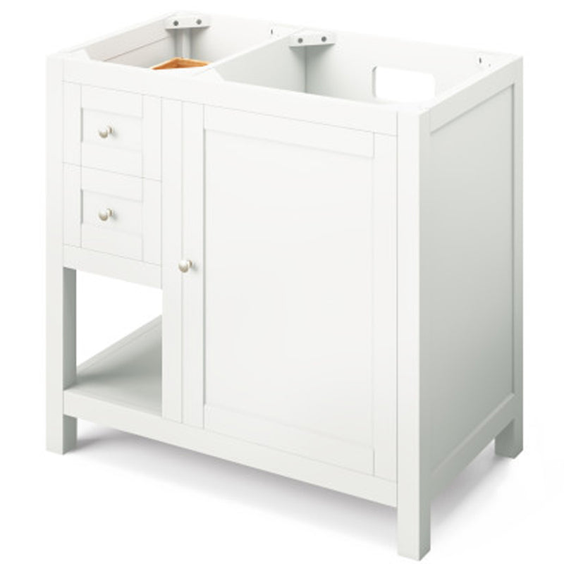 Jeffrey Alexander 36" White Astoria Right Offset with Boulder Cultured Marble Vanity Top Rectangle Bowl