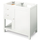 Jeffrey Alexander 36" White Astoria Right Offset with Steel Gray Cultured Marble Vanity Top Rectangle Bowl