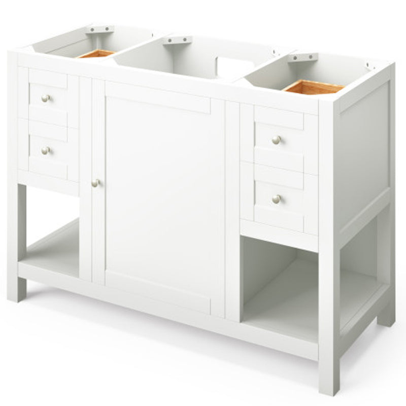 Jeffrey Alexander 48" White Astoria with Calacatta Vienna Quartz Vanity Top Rectangle Bowl