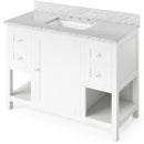 Jeffrey Alexander 48" White Astoria with White Carrara Marble Vanity Top Rectangle Bowl