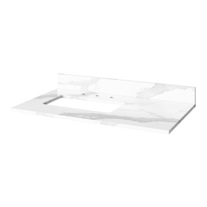 Jeffrey Alexander 36" Black Cade Left Offset with Calacatta Vienna Quartz Vanity Top Rectangle Bowl