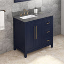 Jeffrey Alexander 36" Hale Blue Cade Left Offset with Boulder Cultured Marble Vanity Top Rectangle Bowl