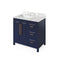 Jeffrey Alexander 36" Hale Blue Cade Left Offset with Calacatta Vienna Quartz Vanity Top Rectangle Bowl