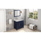 Jeffrey Alexander 36" Hale Blue Cade Left Offset with White Carrara Marble Vanity Top Rectangle Bowl