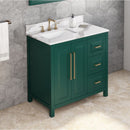 Jeffrey Alexander 36" Forest Green Cade Left Offset with Calacatta Vienna Quartz Vanity Top Rectangle Bowl