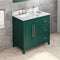 Jeffrey Alexander 36" Forest Green Cade Left Offset with Calacatta Vienna Quartz Vanity Top Rectangle Bowl