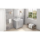 Jeffrey Alexander 36" Gray Cade Vanity Left Offset Rectangle Bowl with Calacatta Vienna Quartz Vanity Top