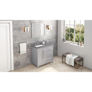 Jeffrey Alexander 36" Gray Cade Vanity Left Offset Rectangle Bowl with Steel Gray Cultured Marble Vanity Top