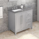 Jeffrey Alexander 36" Gray Cade Vanity Left Offset Rectangle Bowl with Steel Gray Cultured Marble Vanity Top