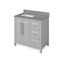 Jeffrey Alexander 36" Gray Cade Vanity Left Offset Rectangle Bowl with Steel Gray Cultured Marble Vanity Top