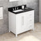 Jeffrey Alexander 36" White Cade Vanity Left Offset Rectangle Bowl with Black Granite Vanity Top