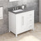 Jeffrey Alexander 36" White Cade Vanity Left Offset Rectangle Bowl with Boulder Vanity Cultured Marble Vanity Top