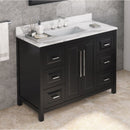 Jeffrey Alexander 48" Black Cade Vanity Rectangle Bowl with Calacatta Vienna Quartz Vanity Top