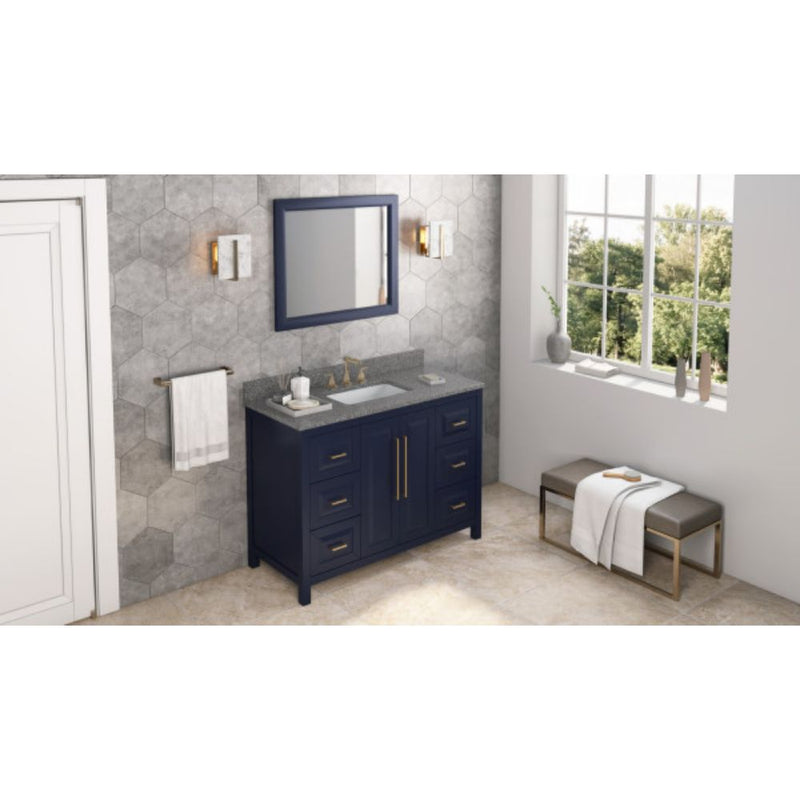 Jeffrey Alexander 48" Hale Blue Cade Vanity Rectangle Bowl with Boulder Cultured Marble Vanity Top