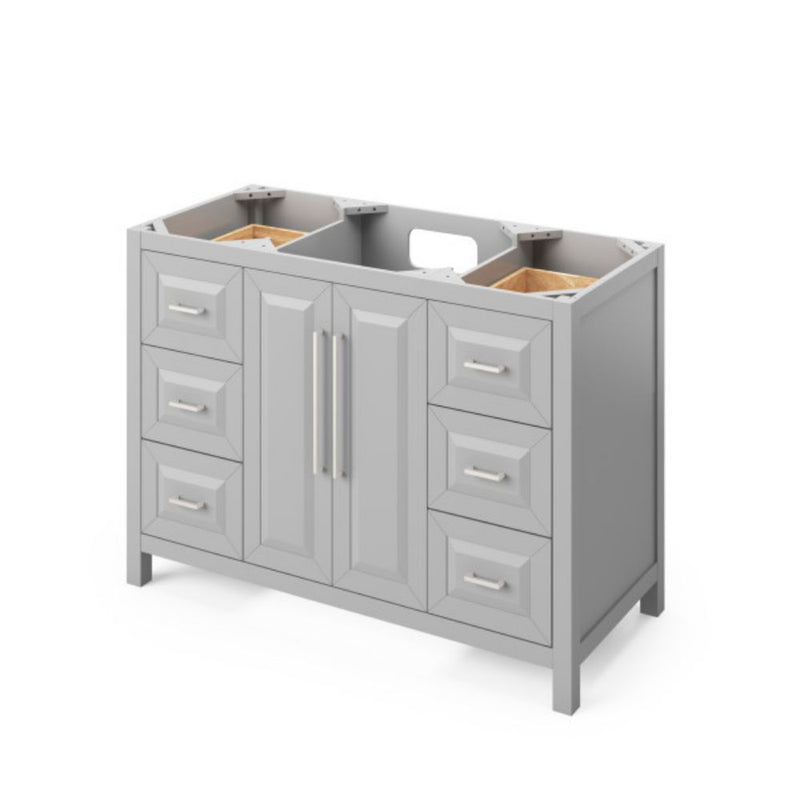 Jeffrey Alexander 48" Gray Cade Vanity Rectangle Bowl with Steel Gray Cultured Marble Vanity Top