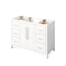 Jeffrey Alexander 48" White Cade Vanity Rectangle Bowl with Calacatta Vienna Quartz Vanity Top