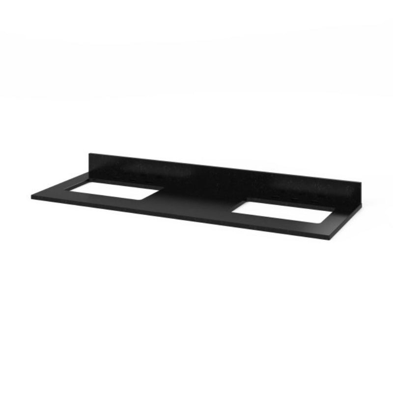 Jeffrey Alexander 60" Black Cade Vanity Double Rectangle Bowl with Black Granite Vanity Top