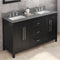 Jeffrey Alexander 60" Black Cade Vanity Double Rectangle Bowl with Boulder Cultured Marble Vanity Top