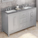 Jeffrey Alexander 60" Gray Cade Vanity Double Rectangle Bowl with Steel Gray Cultured Marble Vanity Top