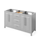 Jeffrey Alexander 60" Gray Cade Double Rectangle Bowl with White Carrara Marble Vanity Top