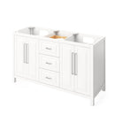 Jeffrey Alexander 60" White Cade Double Rectangle Bowl with Boulder Cultured Marble Vanity Top