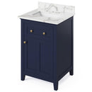 Jeffrey Alexander 24" Hale Blue Chatham with Calacatta Vienna Quartz Vanity Top Rectangle Bowl