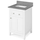 Jeffrey Alexander 24" White Chatham with Steel Gray Cultured Marble Vanity Top Rectangle Bowl