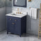 Jeffrey Alexander 30" Hale Blue Chatham with Calacatta Vienna Quartz Vanity Top Rectangle Bowl