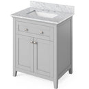 Jeffrey Alexander 30" Gray Chatham with White Carrara Marble Vanity Top Rectangle Bowl