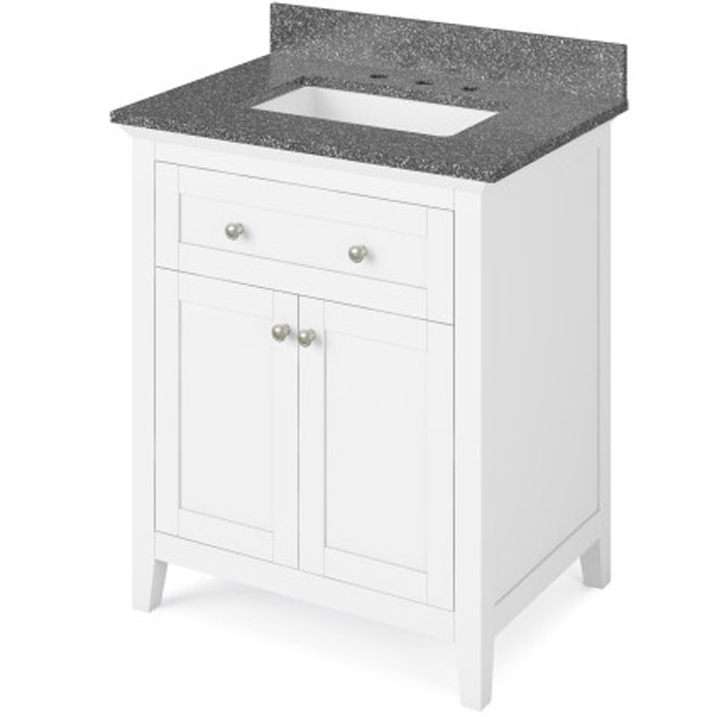 Jeffrey Alexander 30" White Chatham with Boulder Cultured Marble Vanity Top Rectangle Bowl